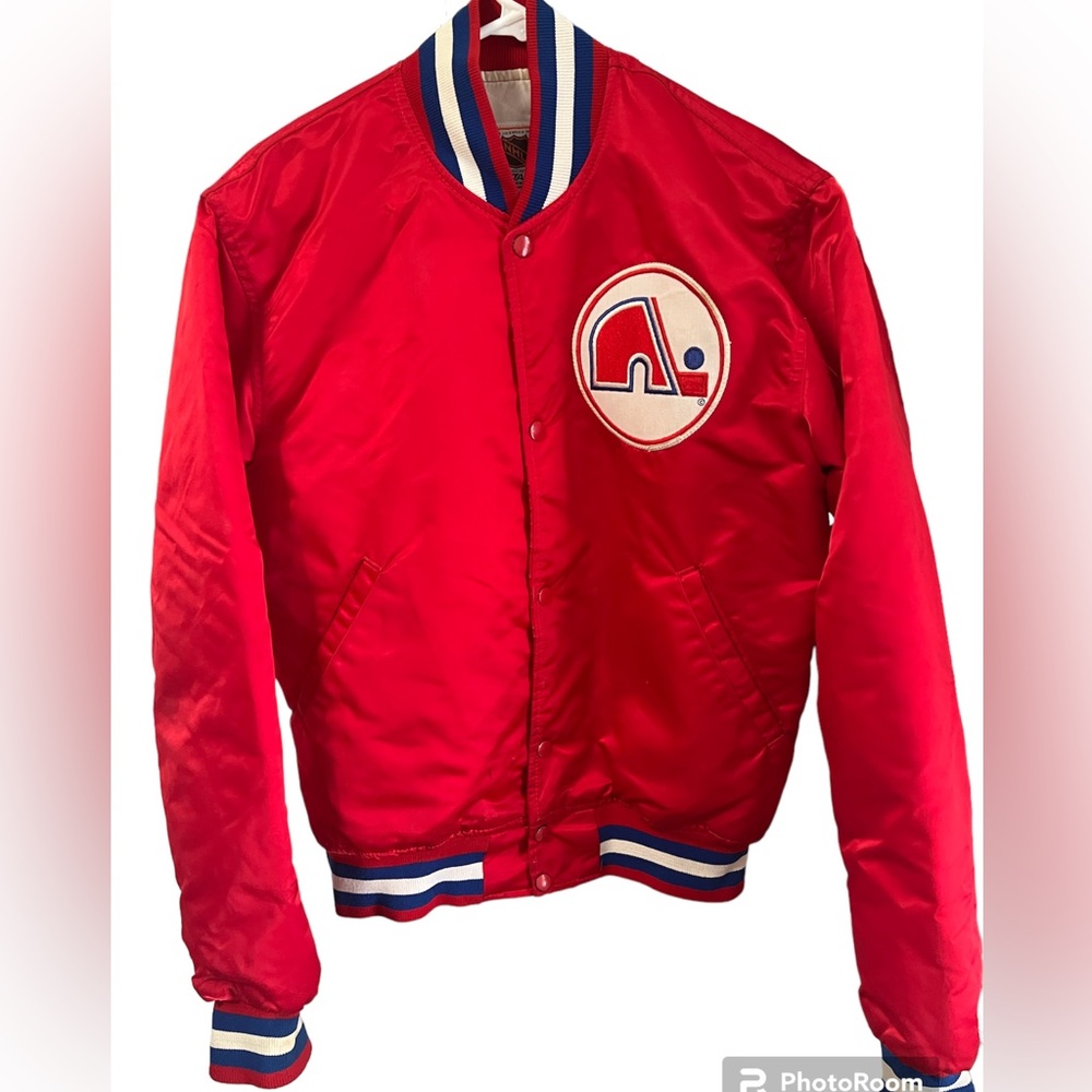 Vintage Rare NHL Quebec Nordiques Red Starter Satin Jacket. Mens Medium